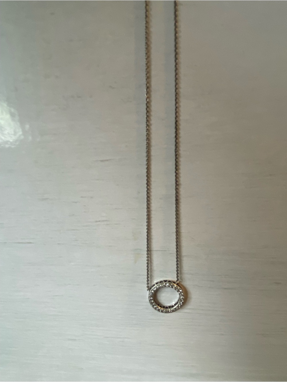 Pandora Silver Pavé Circle Pendant Necklace